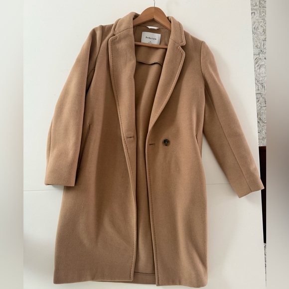 Babaton Tan Trench Coat Classic Tailored Wool - Picture 1 of 3